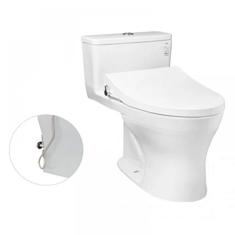 Bàn Cầu Một Khối, Nắp Đóng Êm Kèm Vòi Rửa Nước Lạnh TCW1211A Bàn Cầu Một Khối, Nắp Đóng Êm Kèm Vòi Rửa Nước Lạnh TCW1211A
