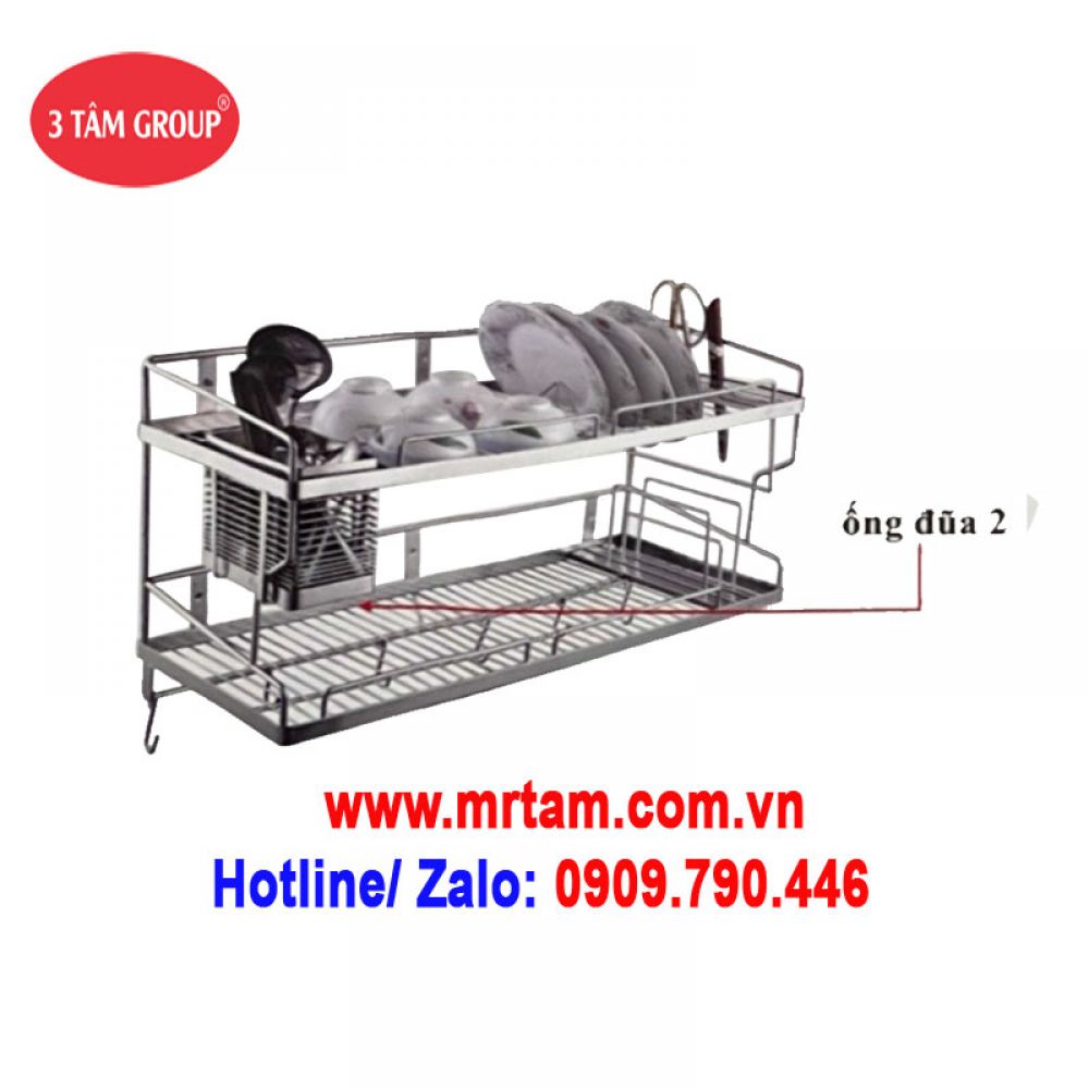 Kệ Sóng Chén 7 Tấc 2 Tầng Treo Inox 304 - KC04